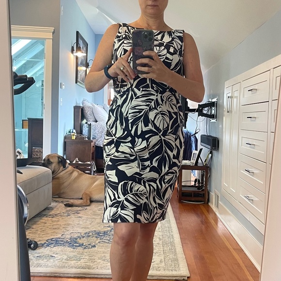 Sleeveless Navy & White Sheath Dress - Picture 8 of 8